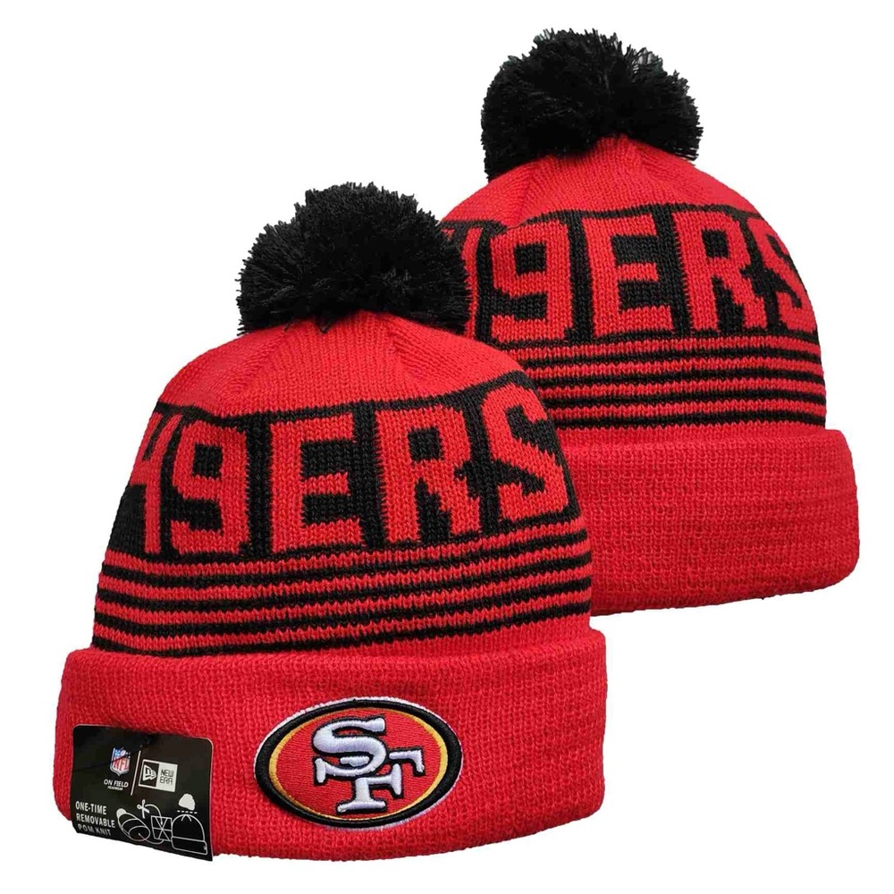 San Francisco 49ers New Era NFL Beanie On Field Knit Cap w/ Removable Po…